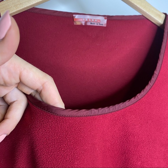 Vintage Prada Red Fleece Top Drawstring Waist - Picture 9 of 11